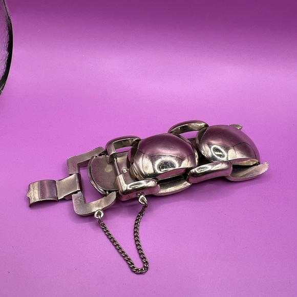 Vintage Silver Linked Cuff Bracelet. Small - Picture 6 of 8